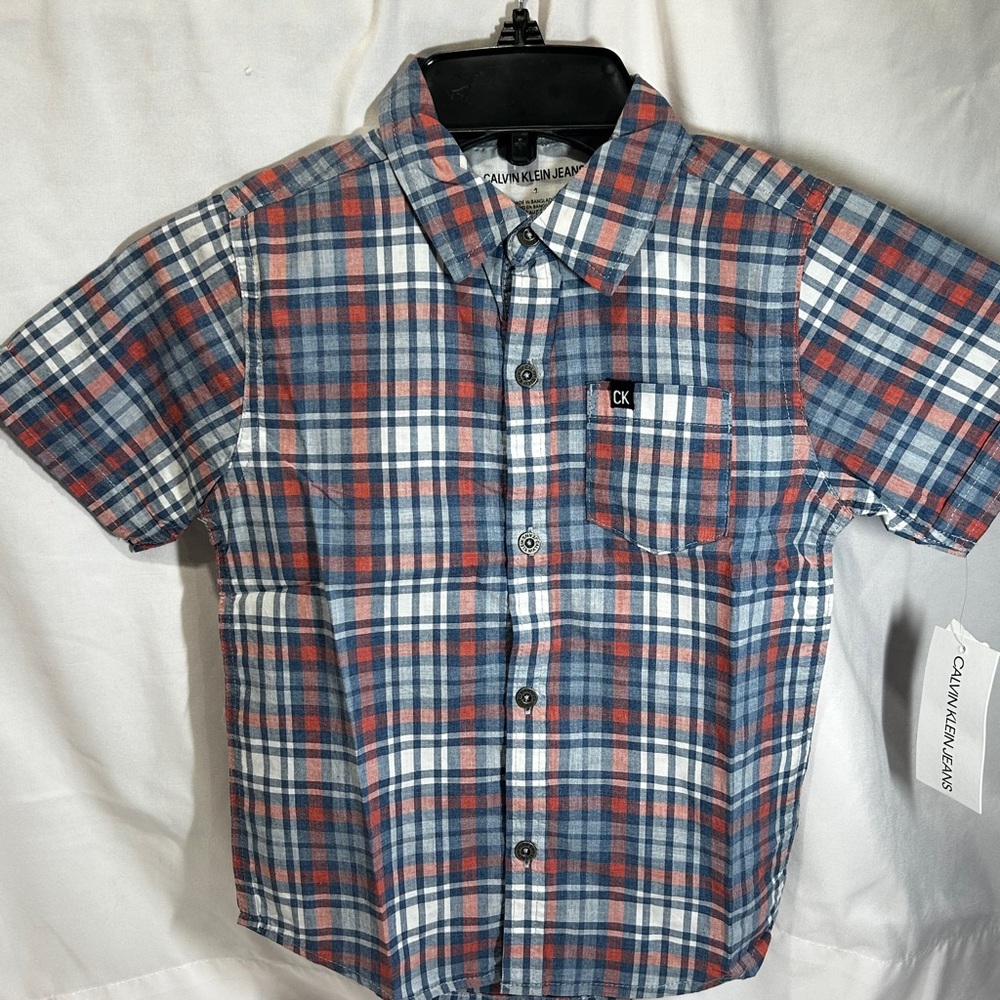 Calvin Klein Kids Checkered Shirt - Red and Blue